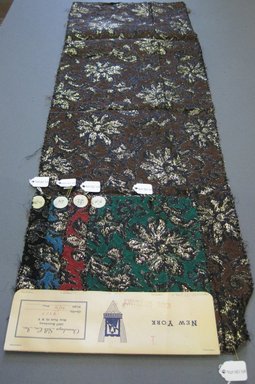 Onondaga Silk Company, Inc. (1925-1981). <em>Textile Swatches</em>, 1948-1959. silk; metal, largest component (a): 34 x 11 in. (86.4 x 27.9 cm). Brooklyn Museum, Gift of the Onondaga Silk Company, 64.130.69a-e (Photo: Brooklyn Museum, CUR.64.130.69a-e.jpg)