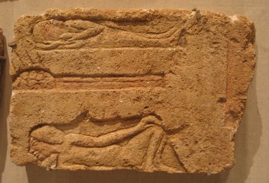  <em>Camp Scene</em>, ca. 1352–1332 B.C.E. Limestone, pigment, 9 3/16 x 14 3/8 x 1 15/16 in. (23.3 x 36.5 x 5 cm). Brooklyn Museum, Charles Edwin Wilbour Fund, 64.148.3. Creative Commons-BY (Photo: Brooklyn Museum, CUR.64.148.3_wwg7.jpg)