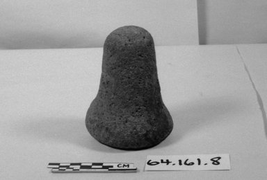 Canadian Inuit. <em>Black Bell-shaped Pestle with Concave Bottom</em>, 1801-1900. Stone, 4 1/2 x 4 5/8 in (11.5 x 9.5 cm). Brooklyn Museum, Carll H. de Silver Fund, 64.161.8. Creative Commons-BY (Photo: Brooklyn Museum, CUR.64.161.8_bw.jpg)