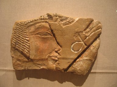  <em>Early Image of Nefertiti</em>, ca. 1352-1347 B.C.E. Sandstone, pigment, 6 11/16 x 10 1/4 x 1 3/16 in. (17 x 26 x 3 cm). Brooklyn Museum, Charles Edwin Wilbour Fund, 64.199.2. Creative Commons-BY (Photo: Brooklyn Museum, CUR.64.199.2_wwg7.jpg)