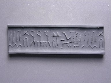  <em>Seal</em>, ca. 2800-2675 B.C.E. Steatite, 13/16 x 11/16 in. (2 x 1.7 cm). Brooklyn Museum, Anonymous gift, 64.240. Creative Commons-BY (Photo: Brooklyn Museum, CUR.64.240_impression.jpg)