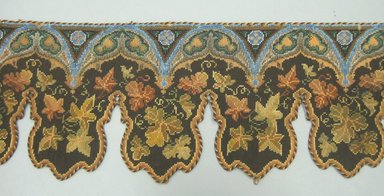 American. <em>Fireplace Valance</em>, late 19th century. Beaded and wool embroidered canvas, 9 x 42 in. (22.9 x 106.7 cm). Brooklyn Museum, Gift of Alice Corey Robertson, 64.83.1. Creative Commons-BY (Photo: Brooklyn Museum, CUR.64.83.1.jpg)