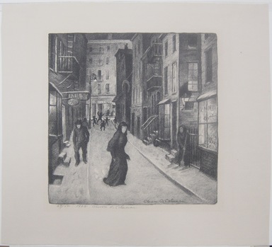 Glenn O. Coleman (American, 1887–1932). <em>Minetta Lane</em>, 1928. Lithograph on wove paper, Image: 11 1/8 x 10 7/8 in. (28.3 x 27.6 cm). Brooklyn Museum, Gift of Mr. and Mrs. William Zorach, 65.64.1 (Photo: Brooklyn Museum, CUR.65.64.1.jpg)