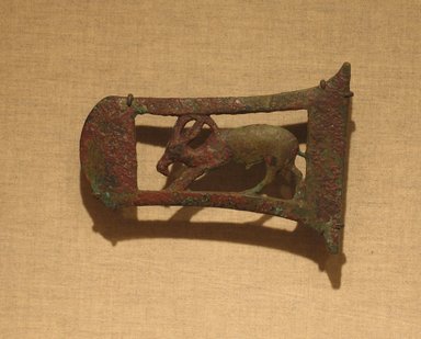  <em>Ax Blade</em>, ca. 1336-1295 B.C.E. Bronze, 3 3/8 × 1/8 × 2 5/8 in. (8.6 × 0.3 × 6.7 cm). Brooklyn Museum, Charles Edwin Wilbour Fund, 66.171.1. Creative Commons-BY (Photo: Brooklyn Museum, CUR.66.171.1_wwg8.jpg)