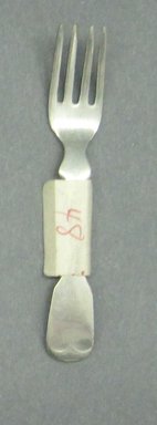  <em>Child's Dinner Fork</em>, ca. 1880. White metal, 2 5/8 in. (6.7 cm). Brooklyn Museum, Gift of Amelia Beard Hollenback, 66.25.48. Creative Commons-BY (Photo: Brooklyn Museum, CUR.66.25.48.jpg)