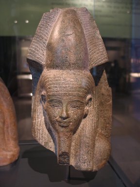  <em>Head of a God</em>, ca. 1390–1353 B.C.E. Metamorphic stone, 10 3/16 x 5 1/2 x 4 13/16 in. (25.9 x 14 x 12.2 cm). Brooklyn Museum, Charles Edwin Wilbour Fund, 67.14. Creative Commons-BY (Photo: Brooklyn Museum, CUR.67.14_erg456.jpg)