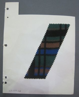 Fab-Tex Inc.. <em>Fabric Swatch</em>, 1963-1966. Wool, sheet: 8 1/4 x 10 1/2 in. (21 x 26.7 cm). Brooklyn Museum, Gift of Fab-Tex Inc., 67.158.112 (Photo: Brooklyn Museum, CUR.67.158.112.jpg)