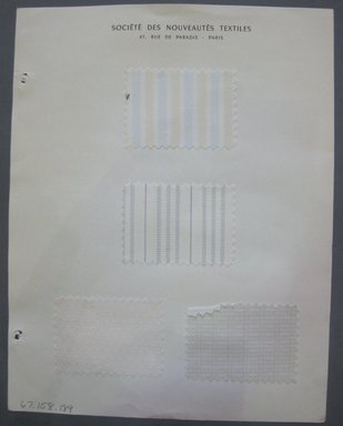 Fab-Tex Inc.. <em>Fabric Swatch</em>, 1963-1966. Cotton and synthetic, sheet: 8 1/4 x 10 1/2 in. (21 x 26.7 cm). Brooklyn Museum, Gift of Fab-Tex Inc., 67.158.189 (Photo: Brooklyn Museum, CUR.67.158.189.jpg)