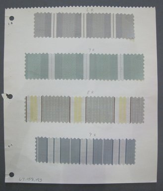 Fab-Tex Inc.. <em>Fabric Swatch</em>, 1963-1966. Cotton and synthetic, sheet: 8 1/4 x 9 1/2 in. (21 x 24.1 cm). Brooklyn Museum, Gift of Fab-Tex Inc., 67.158.193 (Photo: Brooklyn Museum, CUR.67.158.193.jpg)