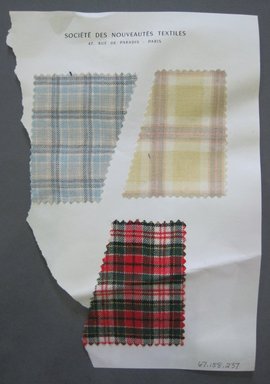 Fab-Tex Inc.. <em>Fabric Swatch</em>, 1963–1966. Wool (possibly blended with cotton), sheet: 7 1/4 x 10 1/2 in. (18.4 x 26.7 cm). Brooklyn Museum, Gift of Fab-Tex Inc., 67.158.237 (Photo: Brooklyn Museum, CUR.67.158.237.jpg)