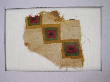 Inca. <em>possible Tunic, Fragment or Textile Fragment, undetermined</em>, 1400-1532. Cotton, camelid fiber, 3 9/16 x 3 9/16in. (9 x 9cm). Brooklyn Museum, Gift of Adelaide Goan, 67.159.18. Creative Commons-BY (Photo: , CUR.67.159.18_view01.jpg)