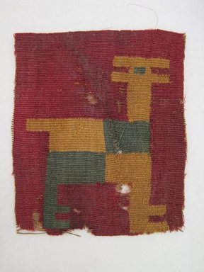 Inca (Attributed by Nobuko Kajitani, 1993). <em>Textile Fragment, undetermined</em>, 1400-1532. Cotton, camelid fiber, 3 1/4 × 2 3/4 in. (8.3 × 7 cm). Brooklyn Museum, Gift of Adelaide Goan, 67.159.50. Creative Commons-BY (Photo: , CUR.67.159.50_view01.jpg)