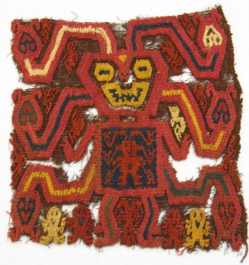 Paracas Necropolis. <em>Textile Fragment, unascertainable, Border or Mantle, Fragment</em>, 800 B.C.E.-600 C.E. Textile. Cotton, camelid fiber, 5 1/2 x 5 7/8 in. (14 x 15 cm). Brooklyn Museum, Gift of Adelaide Goan, 67.159.9. Creative Commons-BY (Photo: Brooklyn Museum, CUR.67.159.9.jpg)