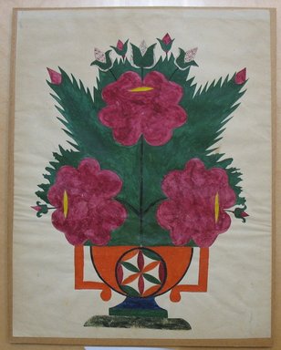 Unknown. <em>Vase of Flowers</em>, ca. 1830. Paint (tempera?) on paper, Sheet: 9 13/16 x 7 3/4 in. (24.9 x 19.7 cm). Brooklyn Museum, Gift of the Monroe and Estelle Hewlett Collection, 67.180.4 (Photo: Brooklyn Museum, CUR.67.180.4.jpg)