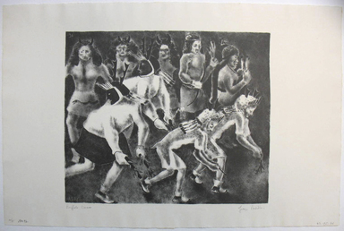 George Biddle (American, 1885–1973). <em>Buffalo Dance</em>, 1937. Lithograph, 10 x 12 in. (25.4 x 30.5 cm). Brooklyn Museum, Gift of George Biddle, 67.185.34. © artist or artist's estate (Photo: Brooklyn Museum, CUR.67.185.34.jpg)