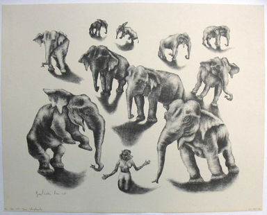 George Biddle (American, 1885-1973). <em>Ten Elephants</em>, 1952. Lithograph, 13 x 16 in. (33 x 40.6 cm). Brooklyn Museum, Gift of George Biddle, 67.185.50. © artist or artist's estate (Photo: Brooklyn Museum, CUR.67.185.50.jpg)