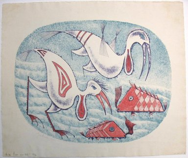 George Biddle (American, 1885-1973). <em>Birds & Fish</em>, 1955. Lithograph, 13 1/2 x 17 1/4 in. (34.3 x 43.8 cm). Brooklyn Museum, Gift of George Biddle, 67.185.64. © artist or artist's estate (Photo: Brooklyn Museum, CUR.67.185.64.jpg)