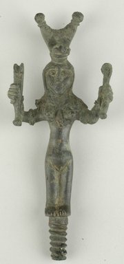 Coptic. <em>Female Musician</em>, 5th-7th century C.E. Bronze, without base: 5 15/16 x 2 1/2 in. (15.1 x 6.4 cm). Brooklyn Museum, Charles Edwin Wilbour Fund, 67.4. Creative Commons-BY (Photo: Brooklyn Museum (in collaboration with Index of Christian Art, Princeton University), CUR.67.4_ICA.jpg)