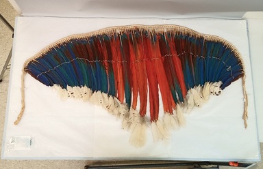 Possibly Tapirape. <em>Headdress Ornament</em>, 20th century. Feathers, cotton, 21 5/8 × 51 × 2 3/4 in. (54.9 × 129.5 × 7 cm). Brooklyn Museum, Gift of Irwin L. Schwartz, 68.161. Creative Commons-BY (Photo: Brooklyn Museum, CUR.68.161_view01.jpg)
