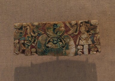  <em>Fragment of Pectoral</em>, ca. 664-332 B.C.E. Steatite, glaze, 1 9/16 x 3 3/4 x 5/16 in. (3.9 x 9.6 x 0.8 cm). Brooklyn Museum, Charles Edwin Wilbour Fund, 68.18. Creative Commons-BY (Photo: Brooklyn Museum, CUR.68.18_wwgA-1.jpg)