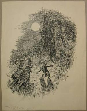 Reginald Birch (American, born London, England, 1856–1943). <em>Chapter I "The Animal Village" by Charles E. Lord The Little Brown Gnome</em>, 1940. Black ink and touches of white correction fluid on heavy wove paper, Sheet: 17 15/16 x 13 3/4 in. (45.6 x 34.9 cm). Brooklyn Museum, Gift of William G. Lord, 68.225.2 (Photo: Brooklyn Museum, CUR.68.225.2.jpg)