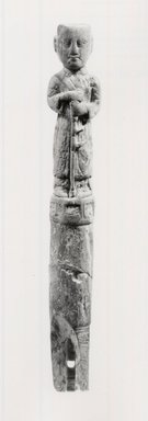 Possibly Islamic. <em>Staff with Man's Figure at the Top</em>. Ivory, 6 7/16 x 15/16 x 9/16 in. (16.3 x 2.4 x 1.5 cm). Brooklyn Museum, Charles Edwin Wilbour Fund, 68.46.1. Creative Commons-BY (Photo: Brooklyn Museum, CUR.68.46.1_NegA_print_bw.jpg)