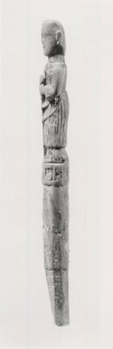 Possibly Islamic. <em>Staff with Man's Figure at the Top</em>. Ivory, 6 7/16 x 15/16 x 9/16 in. (16.3 x 2.4 x 1.5 cm). Brooklyn Museum, Charles Edwin Wilbour Fund, 68.46.1. Creative Commons-BY (Photo: Brooklyn Museum, CUR.68.46.1_NegB_print_bw.jpg)