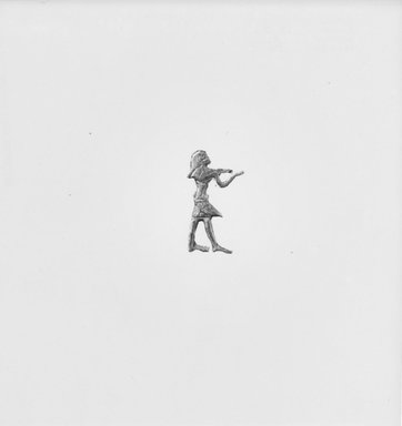  <em>Figure of a Striding King</em>, ca. 1353-1075 B.C.E., or later. Gold, Height: 5/16 in. (0.8 cm). Brooklyn Museum, Gift of Jeannette Brun, 69.71.1. Creative Commons-BY (Photo: Brooklyn Museum, CUR.69.71.1_NegA_print_bw.jpg)