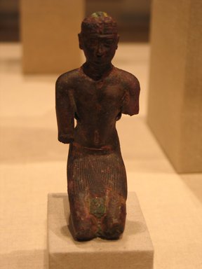 Egyptian. <em>Statuette of a Kushite King</em>, ca. 712–653 B.C.E. Bronze, gold leaf, 4 7/16 x 1 7/8 x 1 7/8 in. (11.2 x 4.7 x 4.8 cm). Brooklyn Museum, Charles Edwin Wilbour Fund, 69.73. Creative Commons-BY (Photo: Brooklyn Museum, CUR.69.73_wwg8.jpg)