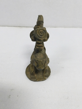 Edo. <em>Figure</em>, late 19th-early 20th century. Copper alloy, A) male figure: 2 11/16 × 1 in. (6.8 × 2.5 cm). Brooklyn Museum, Gift of Dr. and Mrs. Milton Gross, 70.152.9a-b. Creative Commons-BY (Photo: , CUR.70.152.9b_front.jpg)