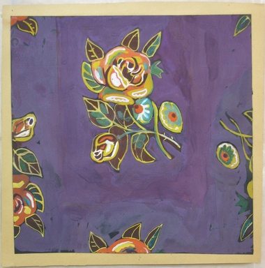 Marguerite Thompson Zorach (American, 1887–1968). <em>(Flowers on purple background - many colored)</em>, 20th century. Watercolor on paper mounted to backing paper, Sheet (watercolor): 9 9/16 x 9 11/16 in. (24.3 x 24.6 cm). Brooklyn Museum, Gift of Mr. and Mrs. Tessim Zorach, 70.35.2. © artist or artist's estate (Photo: Brooklyn Museum, CUR.70.35.2.jpg)