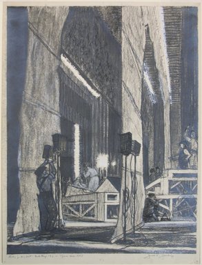Gerald K. Geerlings (American, 1897-1998). <em>Back Stage 8 P.M.</em>, 1932. Graphite and chalk on paper, Sheet: 11 11/16 x 8 7/8 in. (29.7 x 22.5 cm). Brooklyn Museum, Gift in memory of Clarence John Marsman, 70.75.22 (Photo: Brooklyn Museum, CUR.70.75.22.jpg)