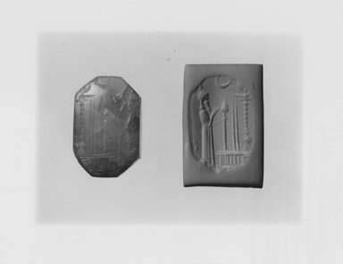 Ancient Near Eastern. <em>Cylinder Seal</em>, 6th-5th century B.C.E. Quartz, 1 1/4 x 5/8 x 15/16 in. (3.2 x 1.6 x 2.4 cm). Brooklyn Museum, Twentieth-Century Fox Fund, 71.115.13. Creative Commons-BY (Photo: Brooklyn Museum, CUR.71.115.13_negA_bw.jpg)