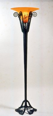 Edgar William Brandt (French, 1880–1960). <em>Les Algues (Floor Lamp)</em>, ca.1925. Glass, iron, 66 1/8 × 19 × 19 × 19 in., 43.5 lb. (168 × 48.3 × 48.3 × 48.3 cm, 19.73kg). Brooklyn Museum, Designated Purchase Fund, 71.14a-b. Creative Commons-BY (Photo: Brooklyn Museum, CUR.71.14.jpg)