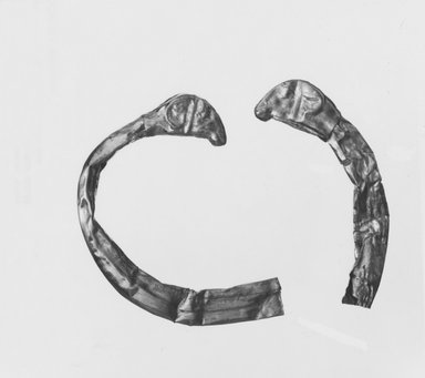 Greek. <em>Bracelet of Two Joined Sections</em>, late 4th century B.C.E. Gold, Fragment a: 5/16 x 2 3/16 in. (0.9 x 5.5 cm). Brooklyn Museum, Gift of Mr. and Mrs. Thomas S. Brush, 71.79.118a-b. Creative Commons-BY (Photo: Brooklyn Museum, CUR.71.79.118a-b_NegA_print_bw.jpg)