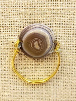 Greek. <em>Hoop Ring with Stone Set in Swivel Base</em>, late 4th century B.C.E. Gold, agate, 11/16 x 5/8 in. (1.8 x 1.6 cm). Brooklyn Museum, Gift of Mr. and Mrs. Thomas S. Brush, 71.79.20. Creative Commons-BY (Photo: Brooklyn Museum, CUR.71.79.20_overall.jpg)