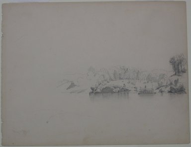 William Trost Richards (American, 1833-1905). <em>River Scene</em>, May 15, 1853. Graphite on paper, Sheet: 9 3/16 x 12 in. (23.3 x 30.5 cm). Brooklyn Museum, Gift of Edith Ballinger Price, 72.32.18 (Photo: Brooklyn Museum, CUR.72.32.18.jpg)
