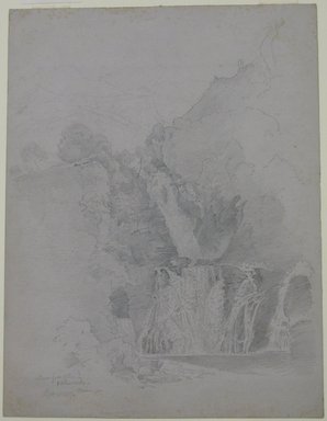 William Trost Richards (American, 1833-1905). <em>Waterfall</em>, September 10, 1867. Graphite on gray paper, Sheet: 12 1/4 x 9 5/16 in. (31.1 x 23.7 cm). Brooklyn Museum, Gift of Edith Ballinger Price, 72.32.24 (Photo: Brooklyn Museum, CUR.72.32.24.jpg)
