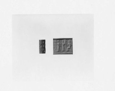Ancient Near Eastern. <em>Cylinder Seal</em>, late 3rd millennium-early 2nd millennium B.C.E. Hematite, 3/4 x Diam. 3/8 in. (1.9 x 1 cm). Brooklyn Museum, Gift of the Leon and Harriet Pomerance Foundation, 73.31.2. Creative Commons-BY (Photo: Brooklyn Museum, CUR.73.31.2_NegA_print_bw.jpg)