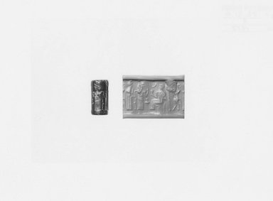 Ancient Near Eastern. <em>Cylinder Seal</em>, 2nd millennium B.C.E. Hematite, 3/4 x Diam. 3/8 in. (1.9 x 1 cm). Brooklyn Museum, Gift of the Leon and Harriet Pomerance Foundation, 73.31.4. Creative Commons-BY (Photo: Brooklyn Museum, CUR.73.31.4_NegA_print_bw.jpg)
