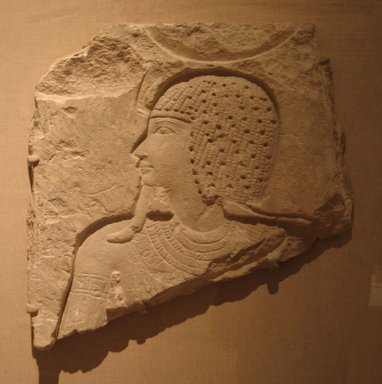  <em>Sunk Relief of a God or Deified King</em>, ca. 874–773 B.C.E. Limestone, 17 1/8 × 16 15/16 × 1 15/16 in. (43.5 × 43 × 5 cm). Brooklyn Museum, Charles Edwin Wilbour Fund, 75.167. Creative Commons-BY (Photo: Brooklyn Museum, CUR.75.167_wwg8.jpg)