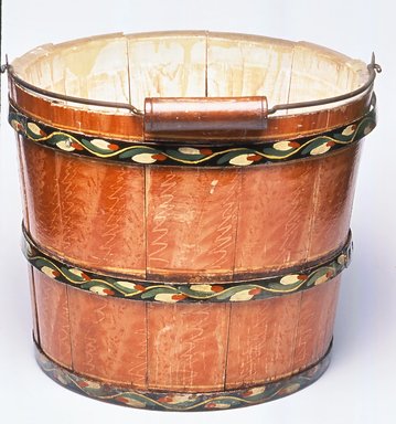 Attributed to Joseph Long Lehn (1789-1892). <em>Bucket with Handle</em>, ca. 1885. Wood, iron, metal, and paint, Height: 9 1/2 in. (24.1 cm). Brooklyn Museum, Gift of Mr. and Mrs. Alastair B. Martin, the Guennol Collection, 75.21. Creative Commons-BY (Photo: Brooklyn Museum, CUR.75.21.jpg)