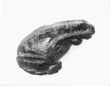  <em>Figurine of a Bullfrog</em>, 30 B.C.E.-200 C.E. Stone, 2 3/16 x 1 3/4 x 2 15/16 in. (5.5 x 4.5 x 7.4 cm). Brooklyn Museum, Gift of Frederica Tchacos, 76.103. Creative Commons-BY (Photo: Brooklyn Museum, CUR.76.103_NegB_print_bw.jpg)