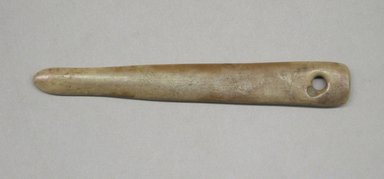  <em>Weaving Tool</em>. Bone, 5/8 x 1/8 x 4 9/16 in. (1.6 x 0.3 x 11.6 cm). Brooklyn Museum, Gift of Egizia Modiano, 76.166.19. Creative Commons-BY (Photo: Brooklyn Museum, CUR.76.166.19.jpg)