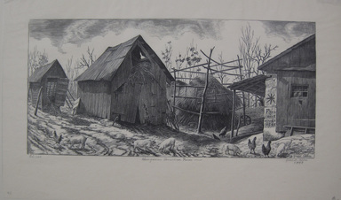 Grace Arnold Albee (American, 1890–1995). <em>Hungarian American Farm</em>, 1943. Wood engraving on wove paper, Sheet: 9 1/16 x 15 1/8 in. (23 x 38.4 cm). Brooklyn Museum, Gift of the artist, 76.198.90. © artist or artist's estate (Photo: Brooklyn Museum, CUR.76.198.90.jpg)