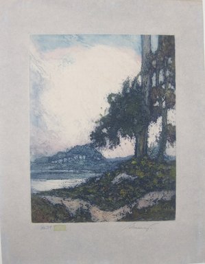 George Eyster Senseney (American, 1874-1943). <em>Landscape</em>, 1977. Color aquatint on wove paper, Plate: 11 7/8 x 9 3/8 in. (30.2 x 23.8 cm). Brooklyn Museum, Designated Purchase Fund, 77.119.1 (Photo: Brooklyn Museum, CUR.77.119.1.jpg)