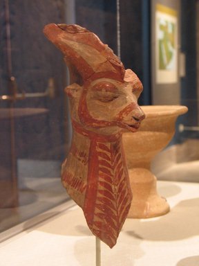  <em>Head and Upper Body of an Animal-shaped (Antelope) Vessel</em>, 6th-4th century B.C.E. Clay, slip, 8 1/4 x 2 15/16 x 4 15/16 in. (21 x 7.5 x 12.5 cm). Brooklyn Museum, Gift of Mr. and Mrs. Carl L. Selden, 78.194. Creative Commons-BY (Photo: Brooklyn Museum, CUR.78.194_kevorkian_03_09.jpg)