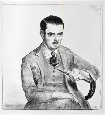 George Wesley Bellows (American, 1882–1925). <em>Portrait of Louis Bouche</em>, 1921. Lithograph on thin cream-colored wove paper, 13 1/16 x 11 9/16 in. (33.1 x 29.3 cm). Brooklyn Museum, Designated Purchase Fund, 80.56 (Photo: Brooklyn Museum, CUR.80.56_bw.jpg)