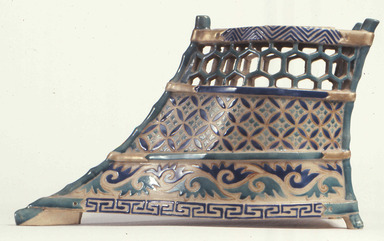 <em>Incense Burner</em>, mid 18th century. Earthenware with underglaze blue and overglaze enamel decoration; Kiyomizu ware, 6 1/4 x 5 x 11 1/4 in. (15.9 x 12.7 x 28.6 cm). Brooklyn Museum, Gift of the Carroll Family Collection, 80.70.2. Creative Commons-BY (Photo: , CUR.80.70.2_view01.JPG)