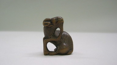  <em>A Seated Goat</em>, 19th century. box wood, H: 1 3/4 in. (4.4 cm). Brooklyn Museum, Gift of Maybelle M. Dore, 81.281.6. Creative Commons-BY (Photo: , CUR.81.281.6.jpg)